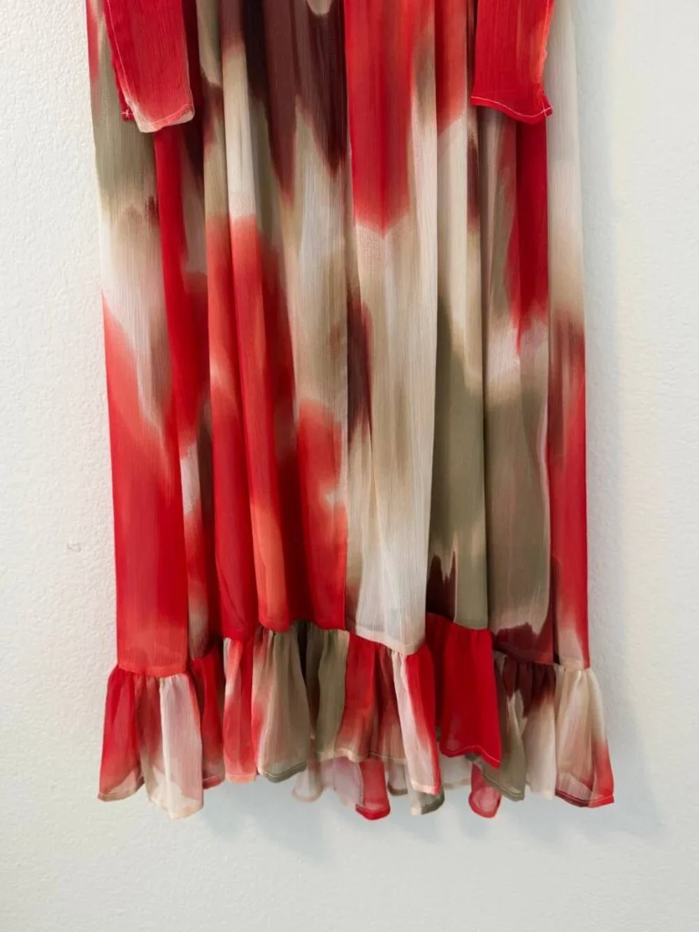 NWT  Banana Republic Petite Watercolor Ruffle Chiffon Midi Dress Size SP